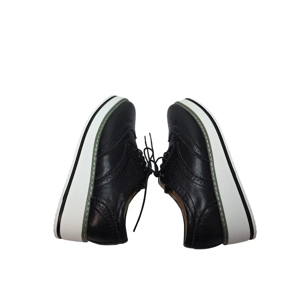 Black Wingtip Platform Oxford Brogue‎ Shoes Dadawen Chunky White Sole EU 39 US 8